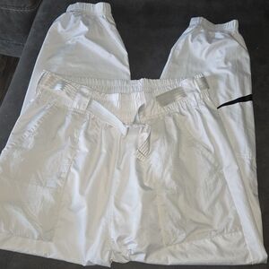 Nike White Jogger Pants with Black Swoosh